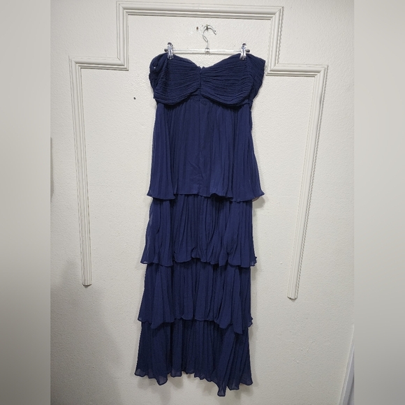 Lulus Seriously Sensational Navy Blue Strapless Tiered Maxi Dress Wedding Party - Picture 8 of 8